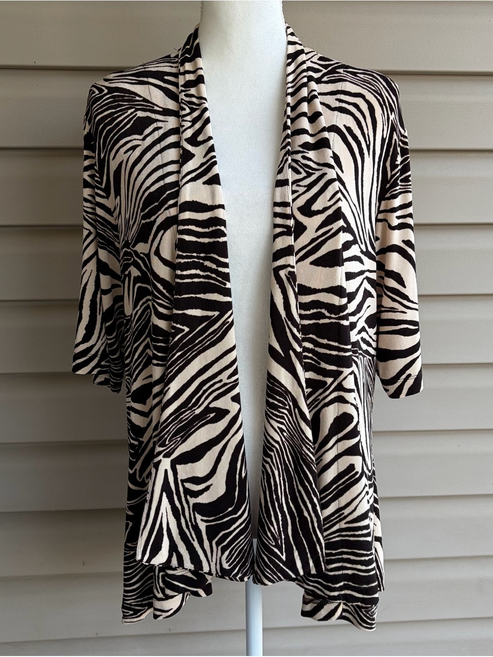 •Chico’s• Travelers Open Front Zebra Pattern Cardigan - Size Large